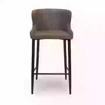 Pair of Quilted Fabric Bar Stool with Black Metal Legs